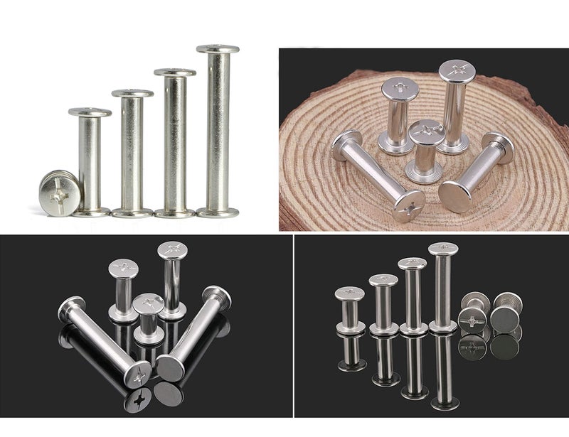 LBY 120pcs Phillips Chicago Screws, M5 x 20/25/30/35/40mm Binding Screw Posts, Binding Barrels and Screws Assortment Kit, with Extention Posts (20pcs), Nickel-Plated (Silvery) - Image 4
